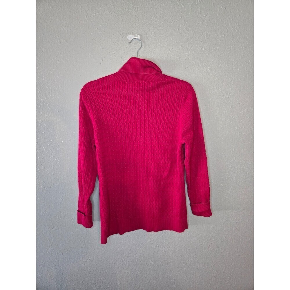 Lands' End Women's Red Cable Knit Long Sleeve Turtleneck Sweater Size Large - Picture 3 of 6
